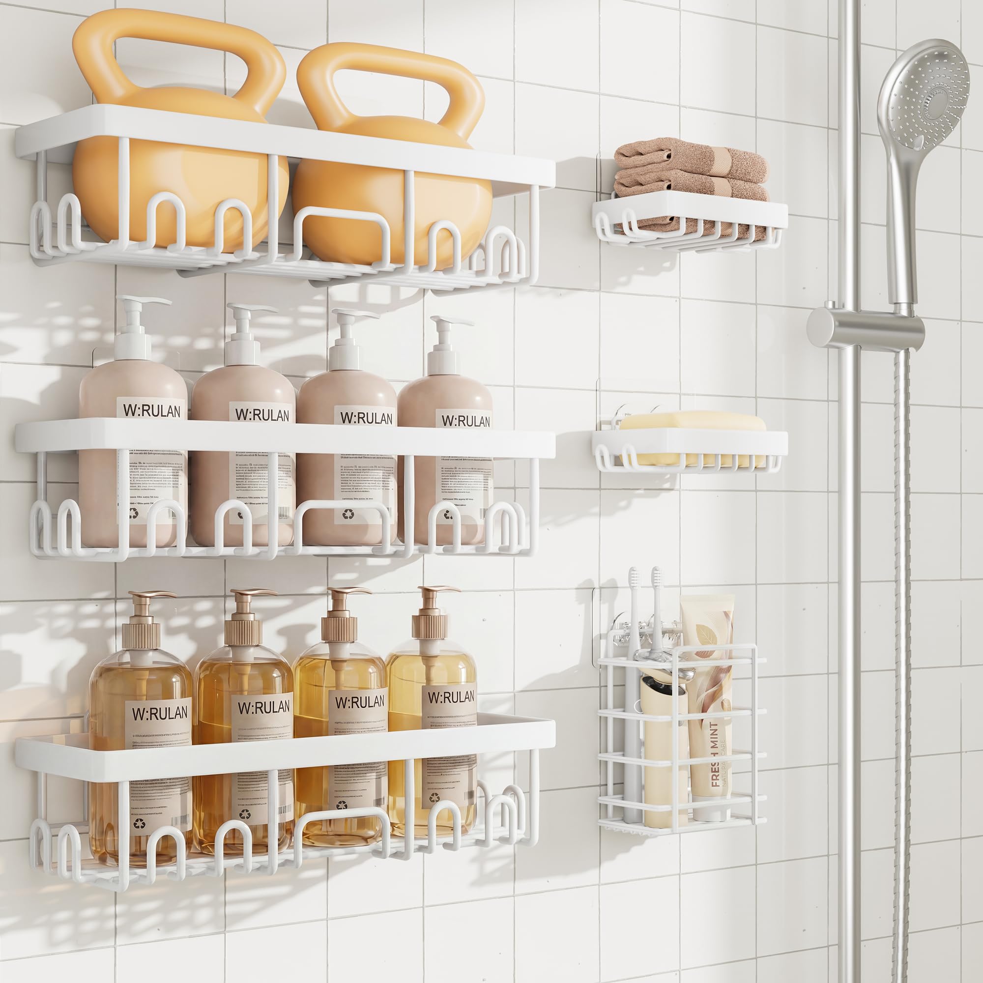 Veken Shower Caddy 6-Pack, Bathroom Organizers and Storage Shelves, Black