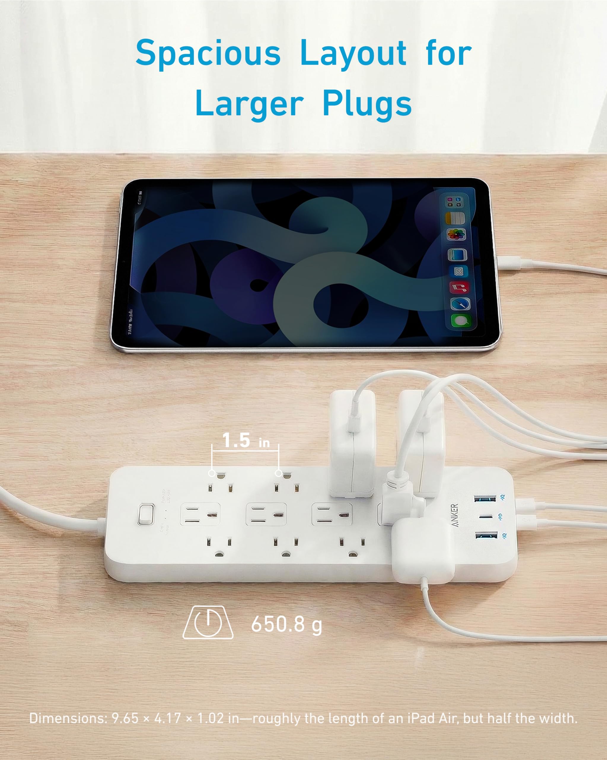 Anker Power Strip with 2100J Surge Protector, Outlet Extender, 20W, 12 AC