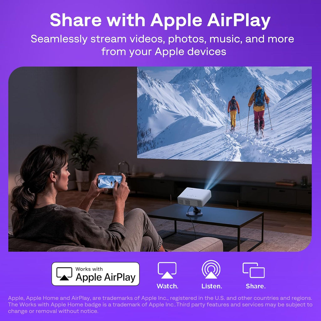 Aurzen Roku TV D1R Smart Portable Outdoor Projector with WiFi and Bluetooth