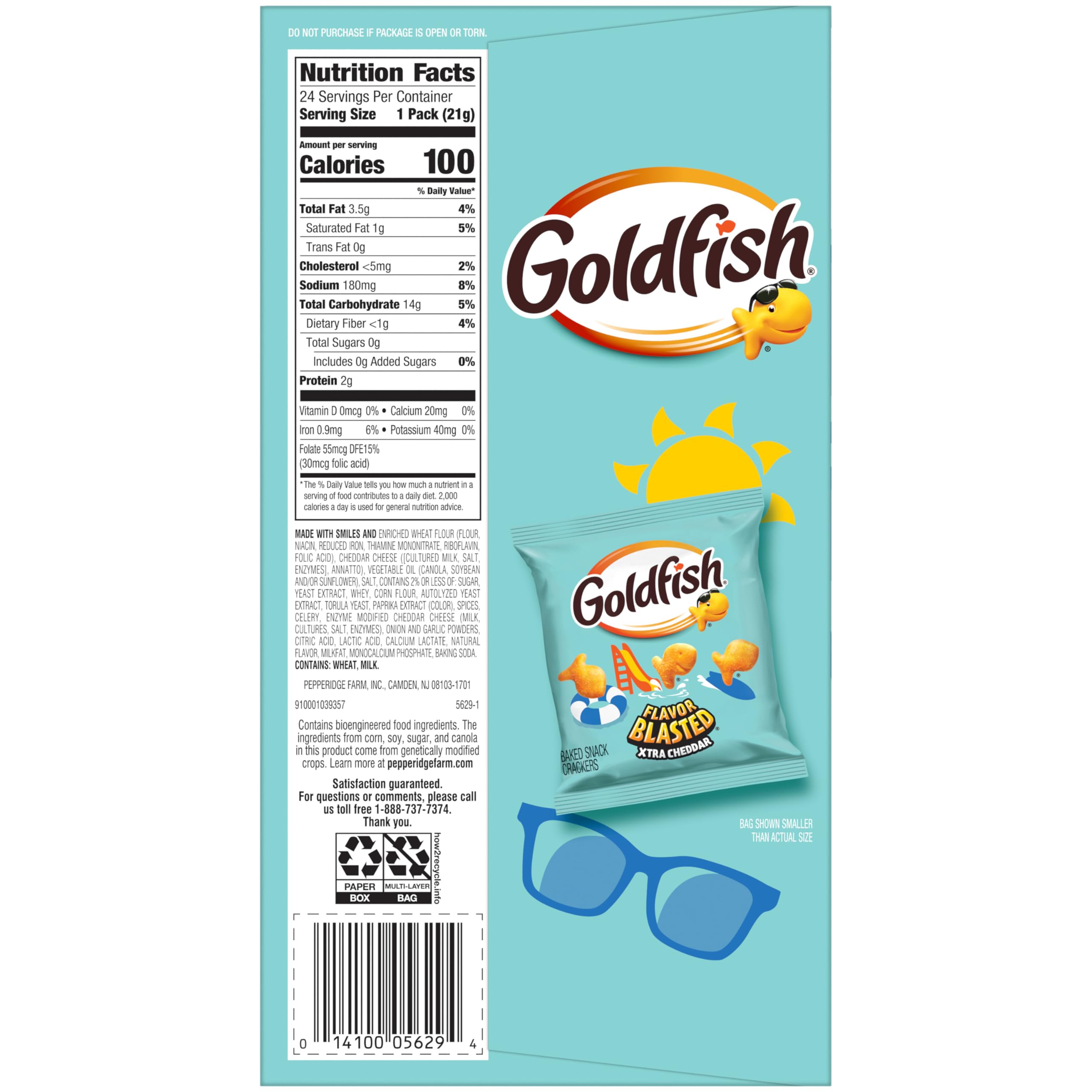 Goldfish Crackers Big Smiles Variety Pack with Cheddar, Colors, and Pretzels, Snack Packs, 30 Ct