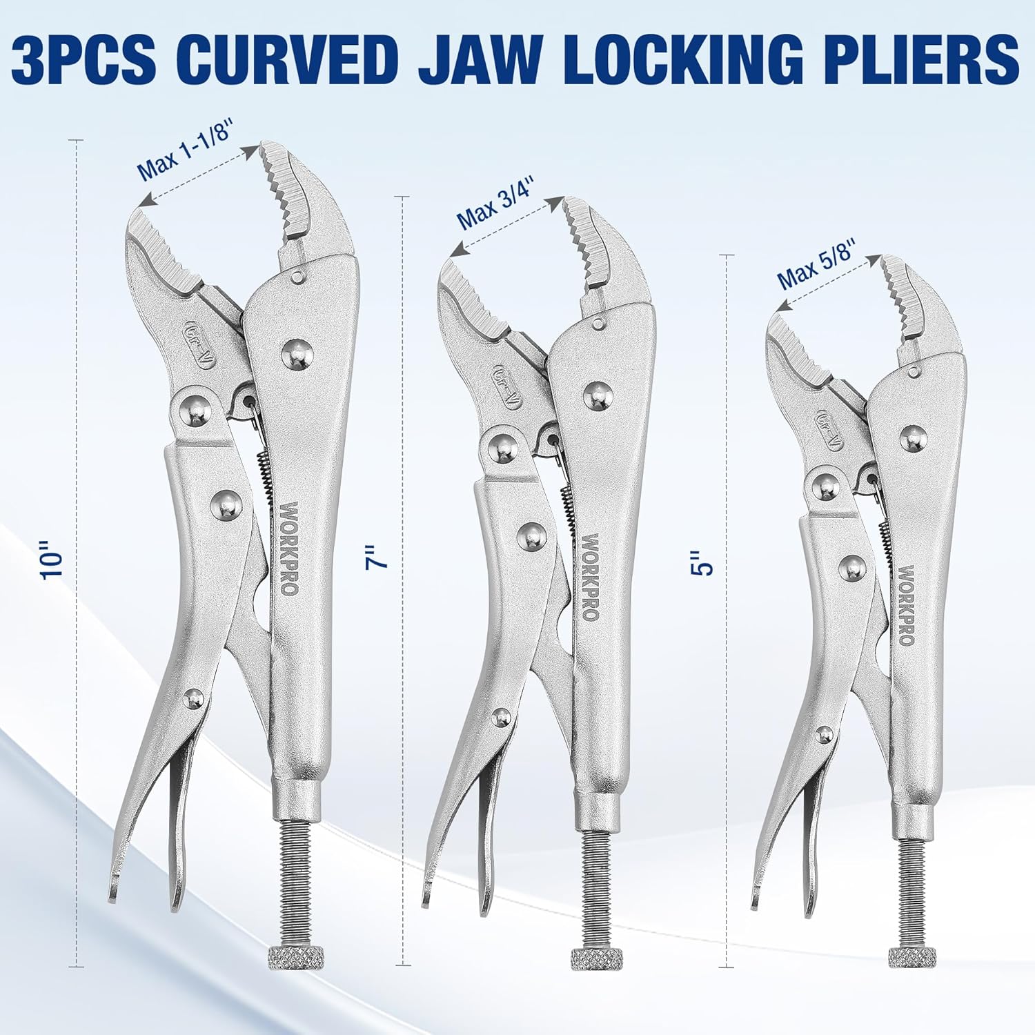 WORKPRO 5-Piece Locking Pliers Set, Vice Grips with Chrome-vanadium Steel