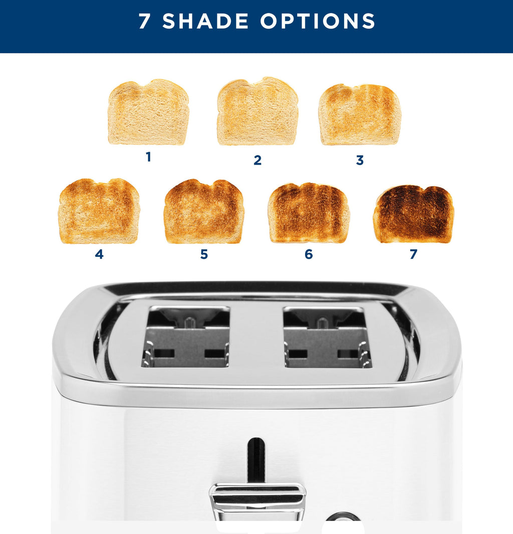 GE 4 Slice Toaster | Extra Wide Slots for Bagels, Breads, Waffles & More | 7 Shade Options | Countertop Kitchen Essentials | 1500 watt, White