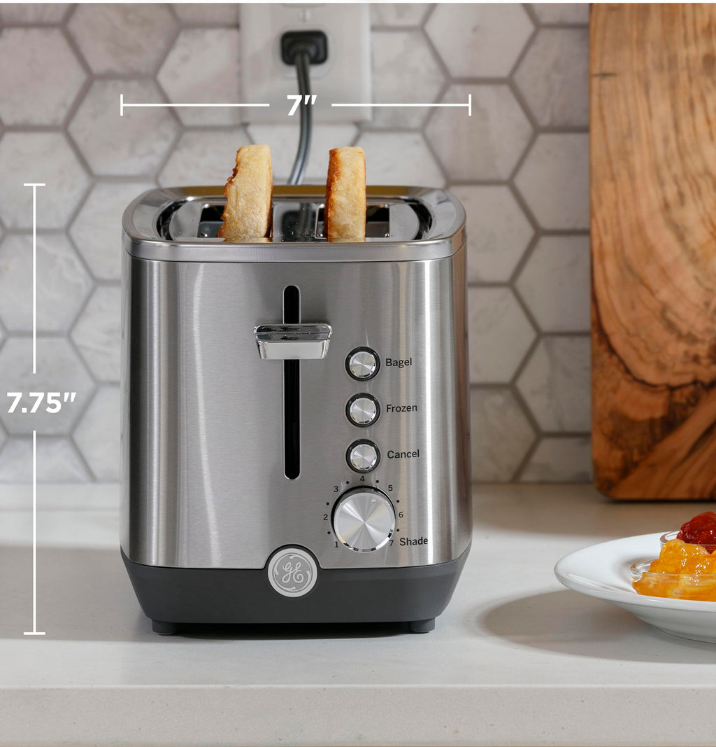 GE 4 Slice Toaster | Extra Wide Slots for Bagels, Breads, Waffles & More | 7 Shade Options | Countertop Kitchen Essentials | 1500 watt, White