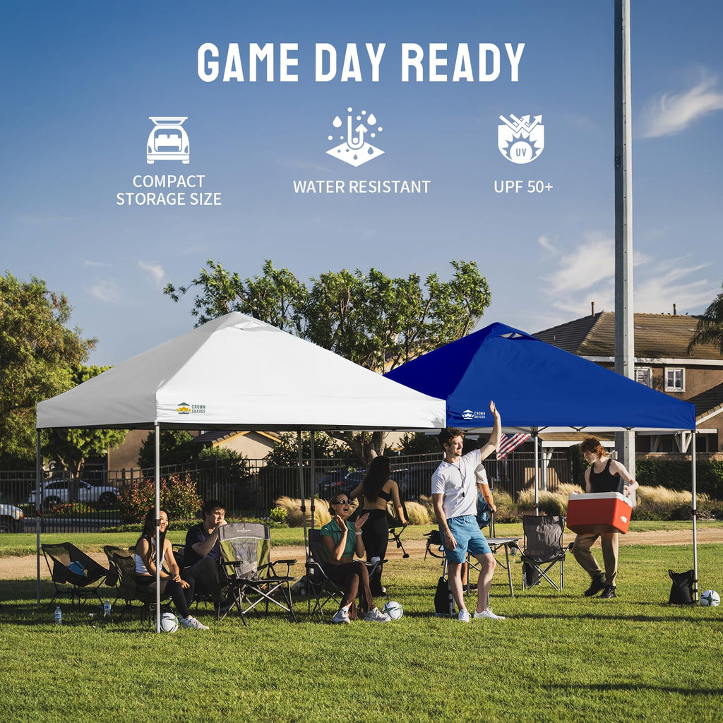 CROWN SHADES 8x8 Pop Up Canopy Tent with One Push Setup, Grid White