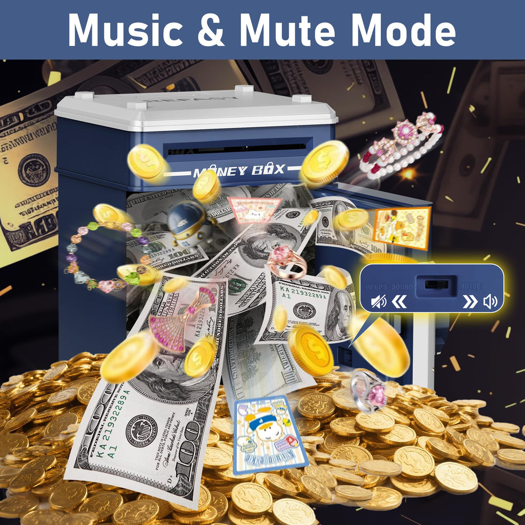 Refasy Piggy Bank Cash Coin Can ATM Bank Electronic Coin Money Bank for Kids Age 3-12, Money Savings Box Mini ATM Coin Bank Toys Gifts for 3 4 5 6 7 8 9 10 11 12 Year Old Boys Girls