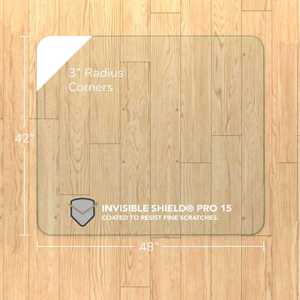 Vitrazza Glass Chair Mat 46” x 60” Superior ¼ Thick, Chiaro Standard Clear, Certified Tempered Safety Glass, Delivers a Smooth Glide, Protects Carpet or Wood, Beautiful in Home or Office.