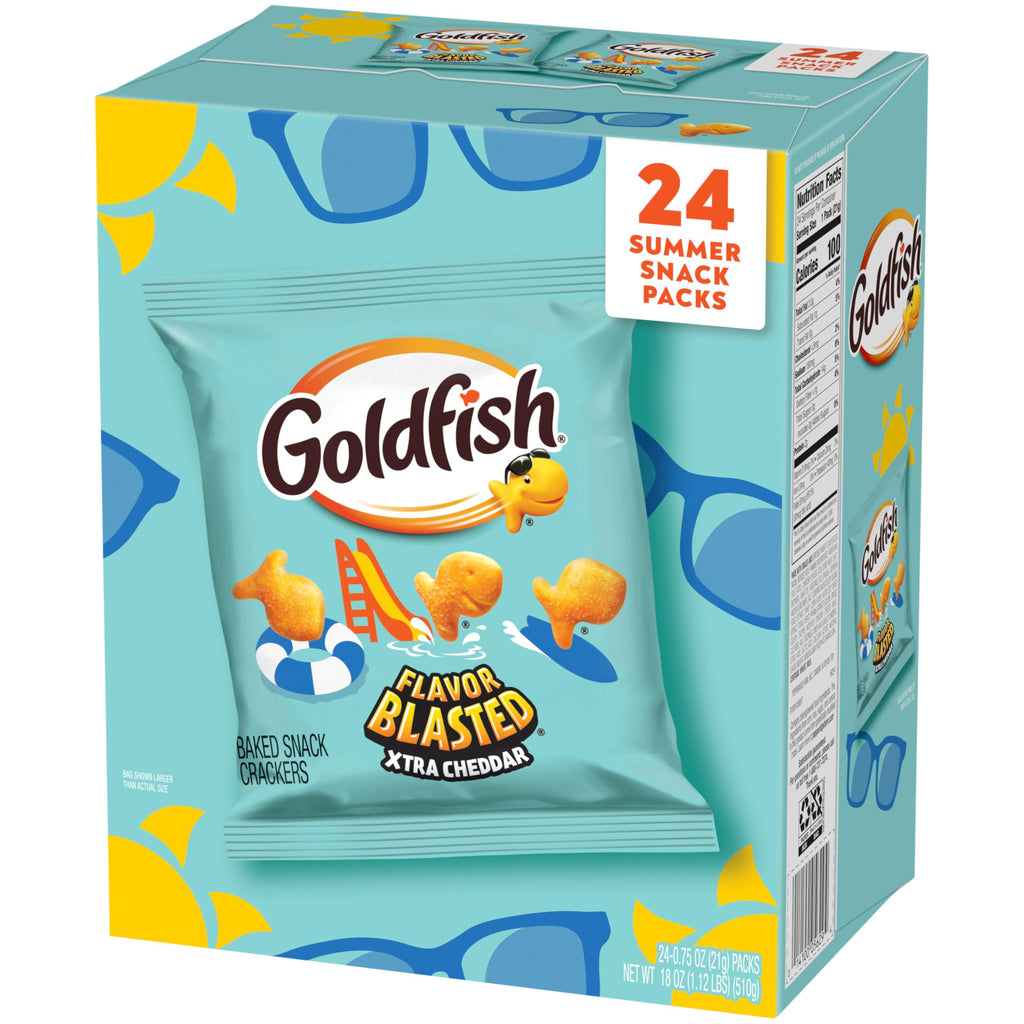 Goldfish Crackers Big Smiles Variety Pack with Cheddar, Colors, and Pretzels, Snack Packs, 30 Ct