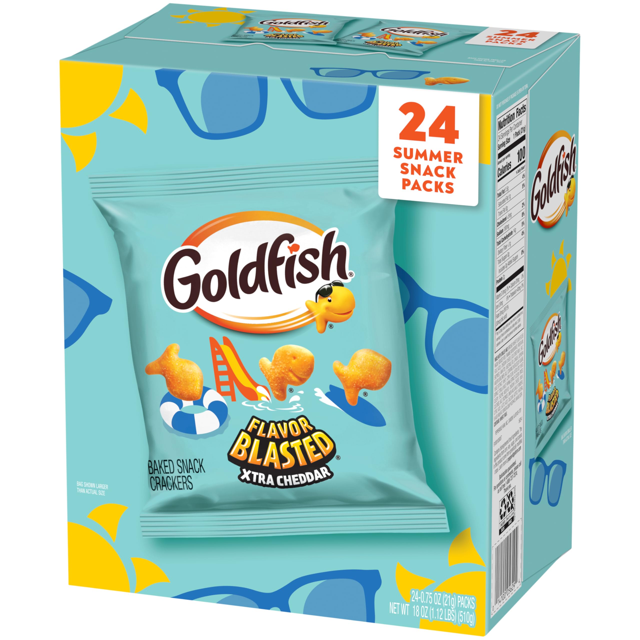 Goldfish Crackers Big Smiles Variety Pack with Cheddar, Colors, and Pretzels, Snack Packs, 30 Ct