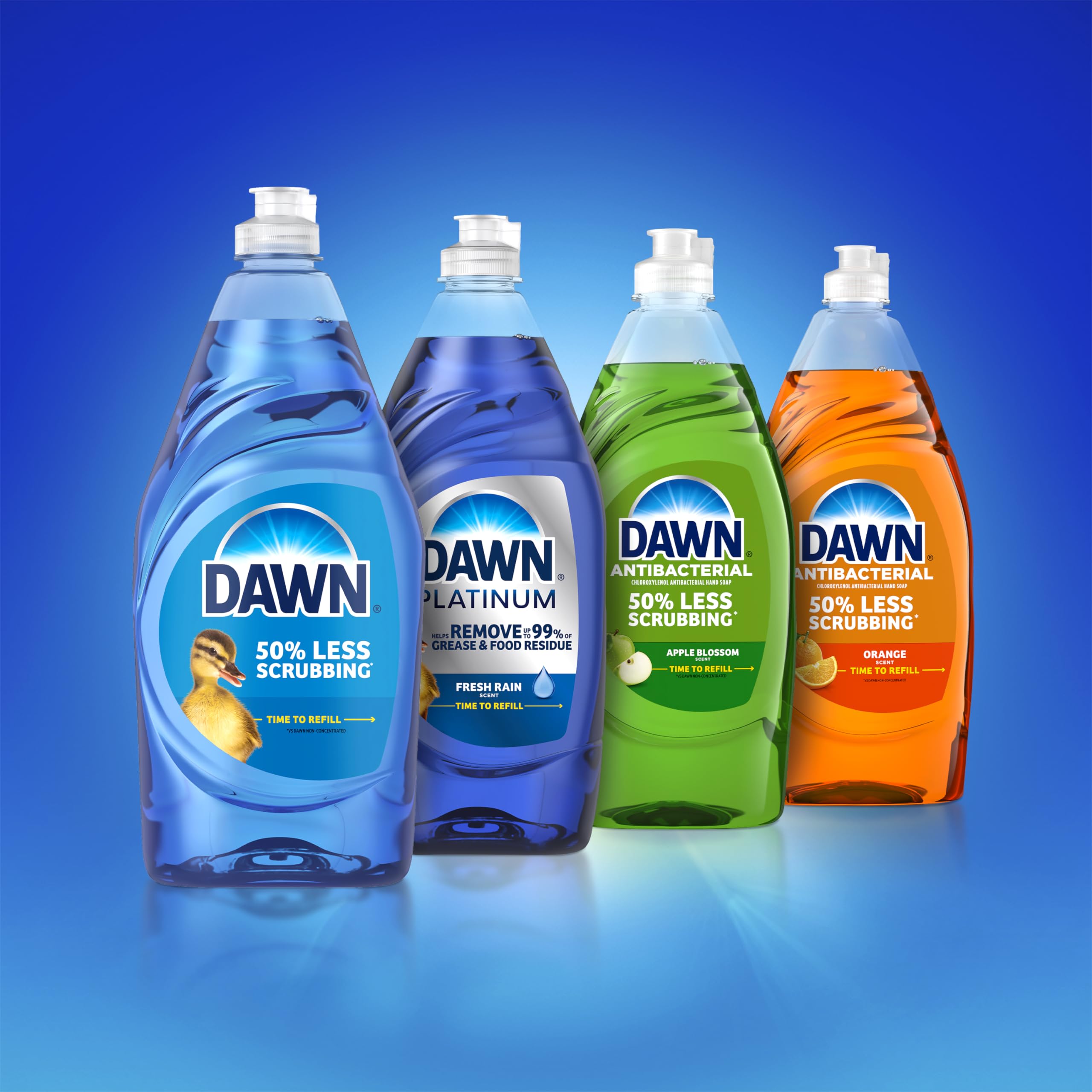 Dawn Ultra Dish Soap Refill Jug Large Size Original Blue Liquid Dishwashing Detergent, Powerful Dish Soap for Grease, 51.5oz (Pack of 2)