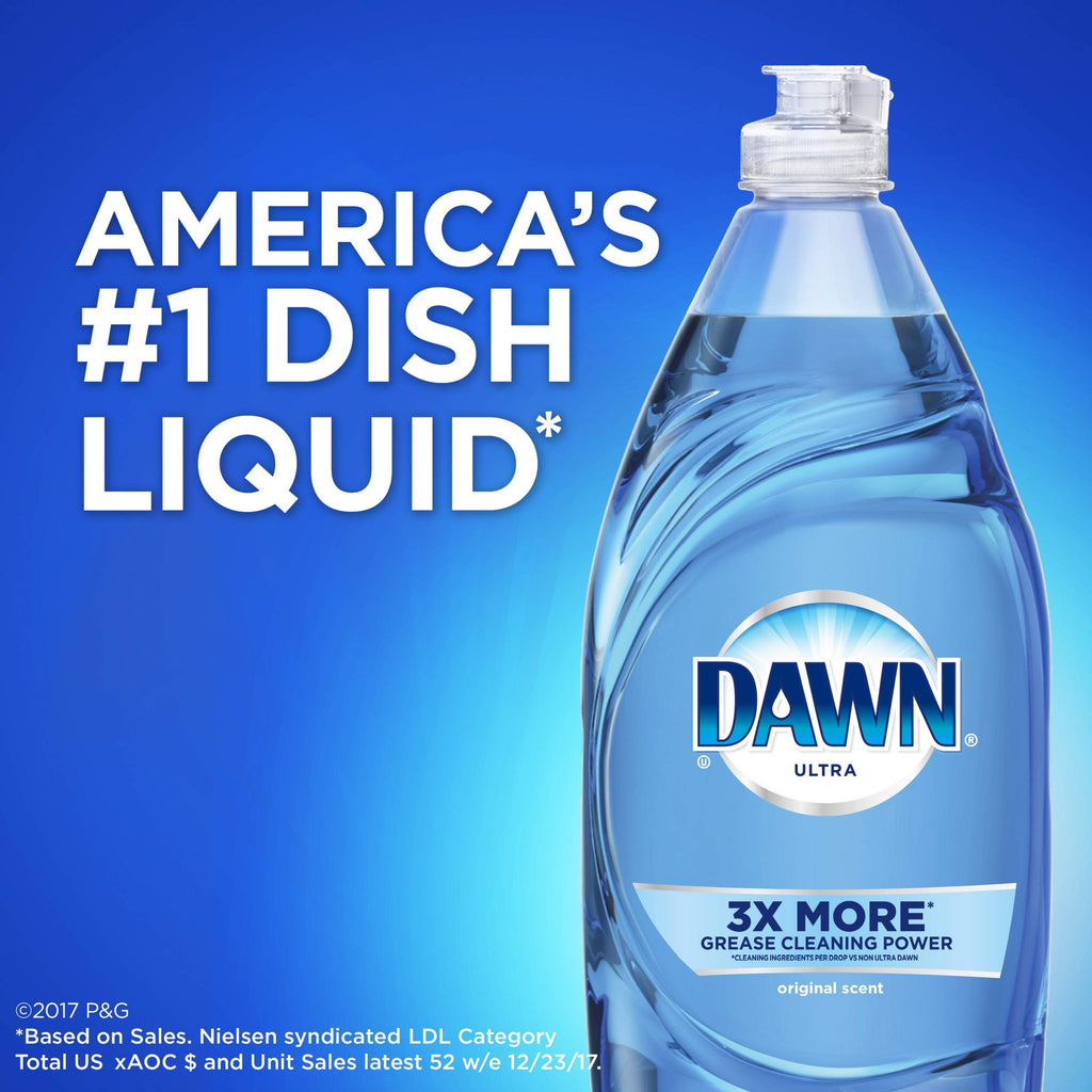Dawn Ultra Dish Soap Refill Jug Large Size Original Blue Liquid Dishwashing Detergent, Powerful Dish Soap for Grease, 51.5oz (Pack of 2)