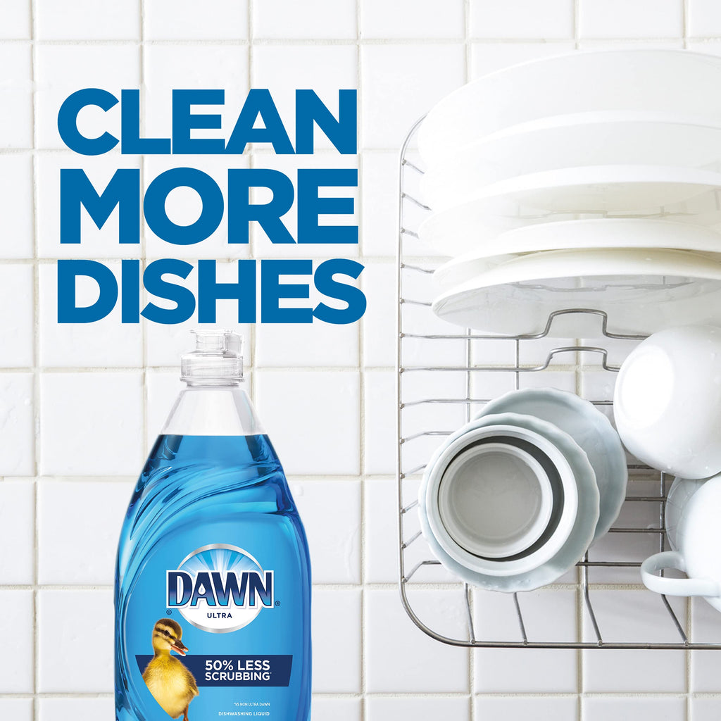Dawn Ultra Dish Soap Refill Jug Large Size Original Blue Liquid Dishwashing Detergent, Powerful Dish Soap for Grease, 51.5oz (Pack of 2)