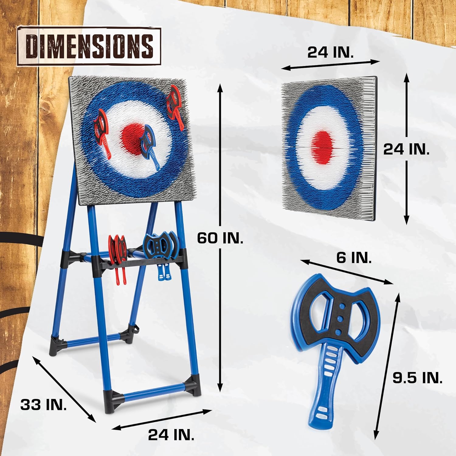 EastPoint Axe Throwing Game, Bristle Target, 8 Safety Axes, Over 5 Ft Tall