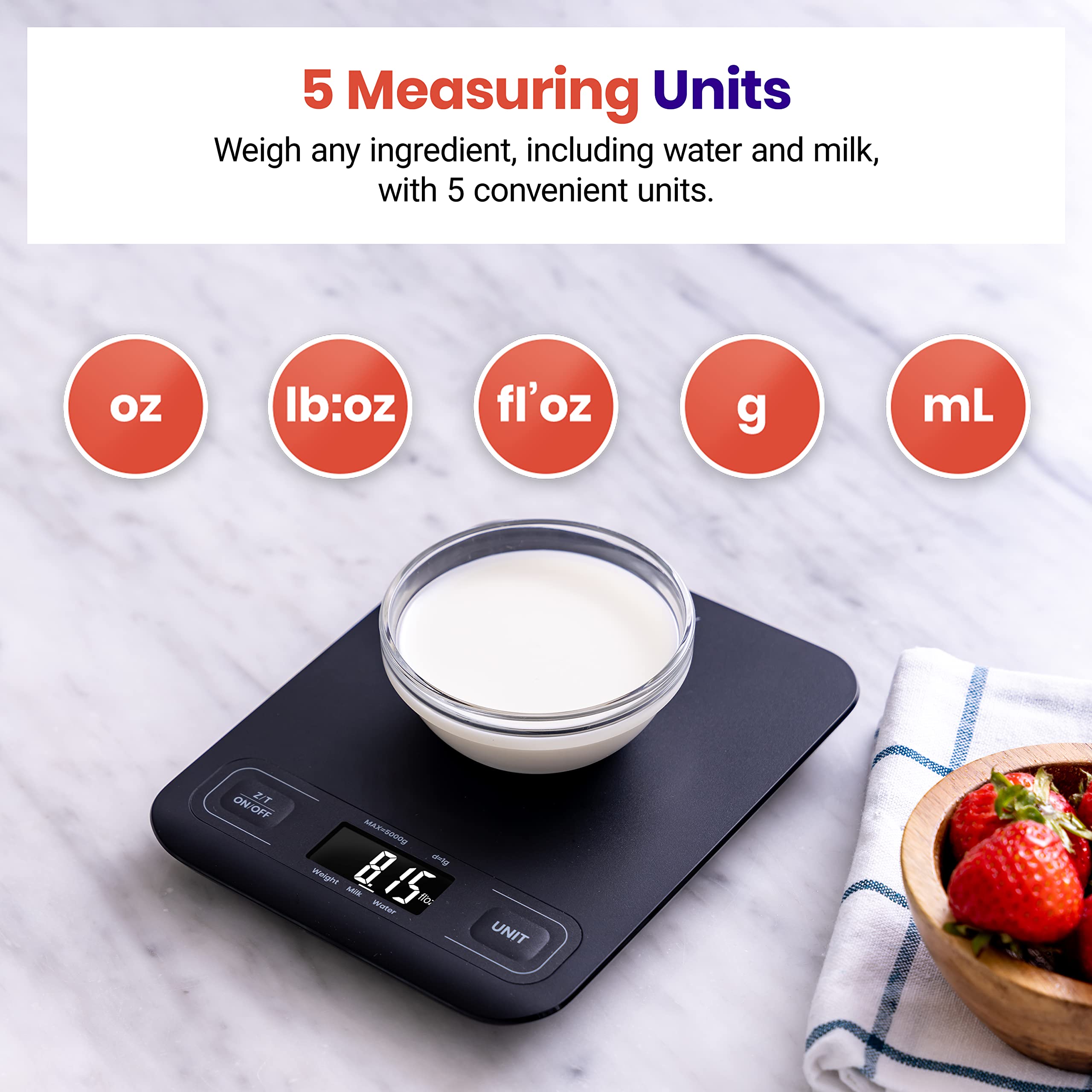 Etekcity Food Kitchen Scale, Digital Grams and Ounces, 11lb