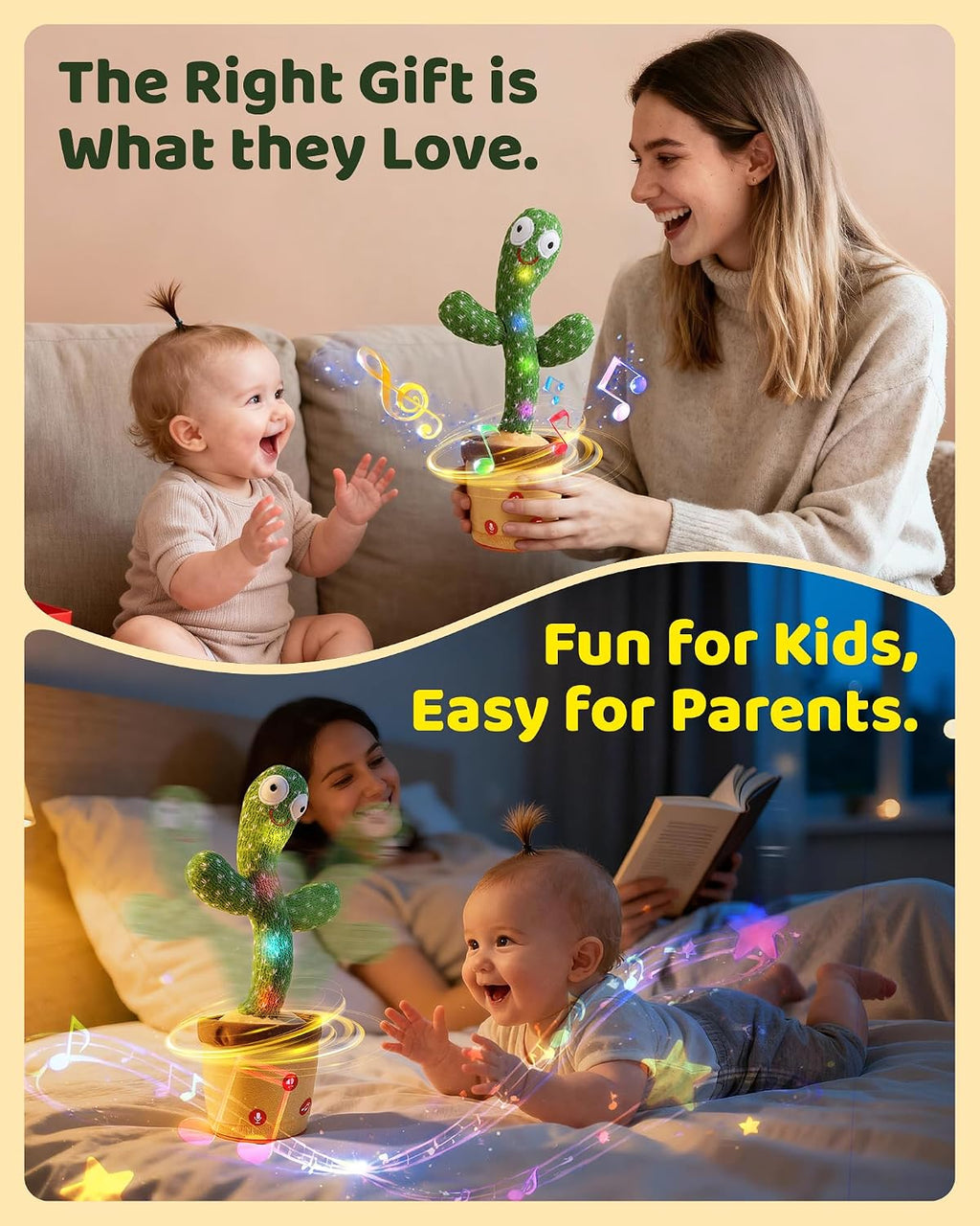 TWORIVER Adjustable Volume Dancing Talking Cactus Toy for Kid, Boys Girls Gifts Singing Mimicking Recording Repeating What You Say Kids Toys with 120 English Songs