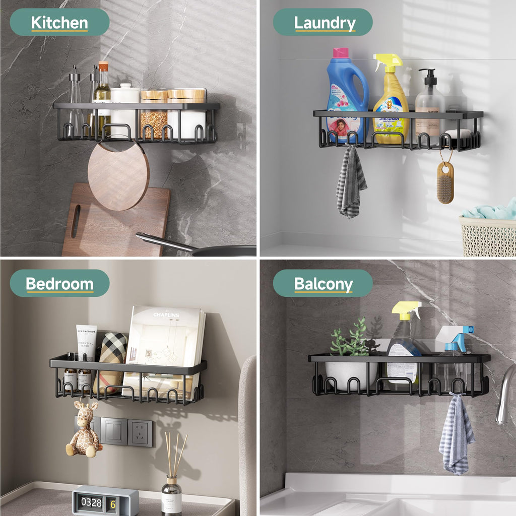 Veken Shower Caddy 6-Pack, Bathroom Organizers and Storage Shelves, Black