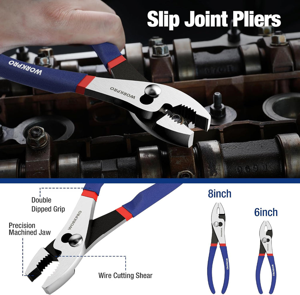 WORKPRO 7-Piece Pliers Set, Pliers Tool Set with Comfort Grip, Blue