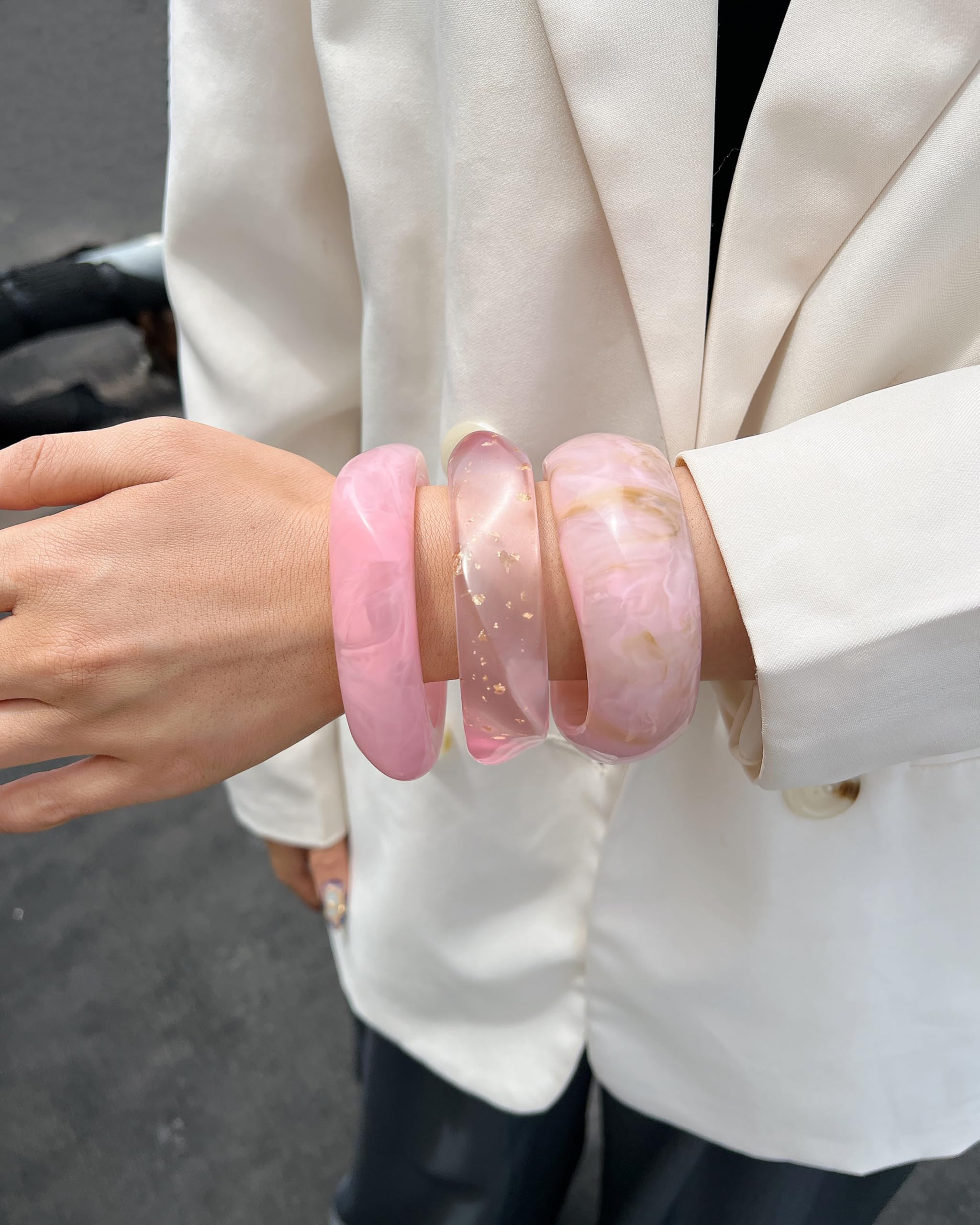 ÌF ME Acrylic Bangles Bracelets for Women, Irregular Acrylic Resin Chunky Bracelets Geometric Fashions Thick Statement bangle Set
