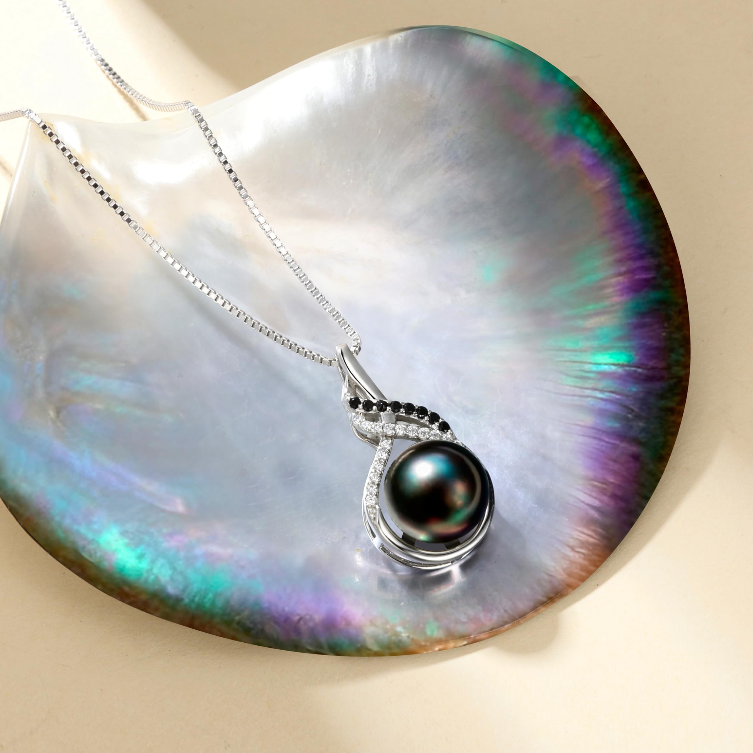 NONNYL Mothers Day Gifts For Wife Women Wedding Anniversary - Real Tahitian-Pearl-Necklace, Birthday Valentines Gifts For Wife Her Mom Christmas - Companion Necklace For Women Luxury Fine Jewelry