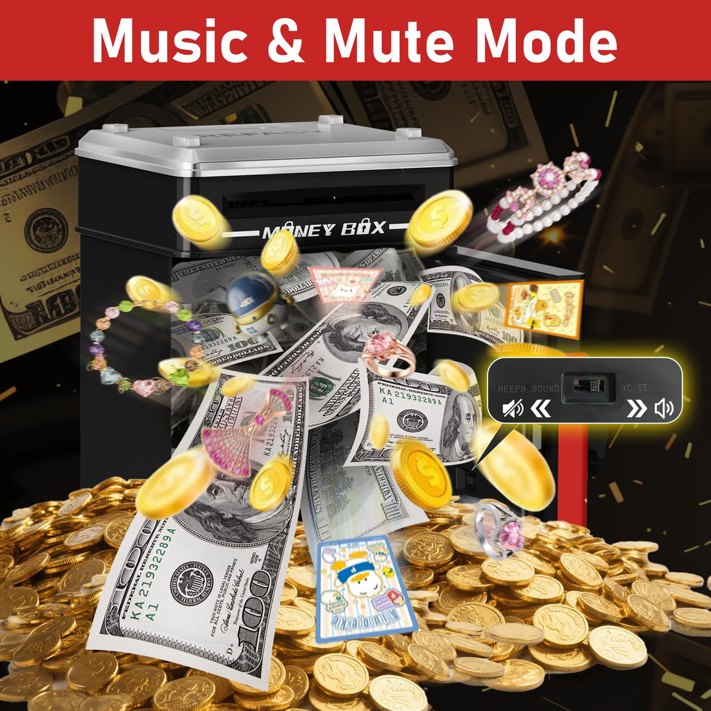 Refasy Piggy Bank Cash Coin Can ATM Bank Electronic Coin Money Bank for Kids Age 3-12, Money Savings Box Mini ATM Coin Bank Toys Gifts for 3 4 5 6 7 8 9 10 11 12 Year Old Boys Girls