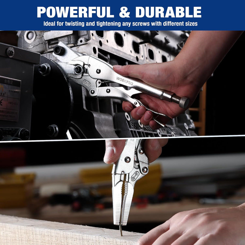 WORKPRO 5-Piece Locking Pliers Set, Vice Grips with Chrome-vanadium Steel