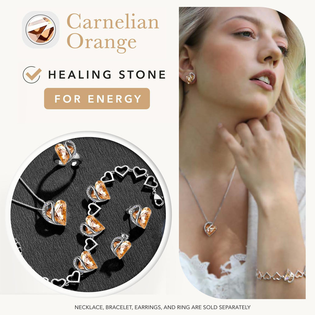 Leafael Gift Necklaces for Women, Infinity Love Birthstone Heart Crystal Pendant, Birthday Anniversary Jewelry for Wife, Mom, and Her, Silver Plated, 18" + 2" Adjustable Chain