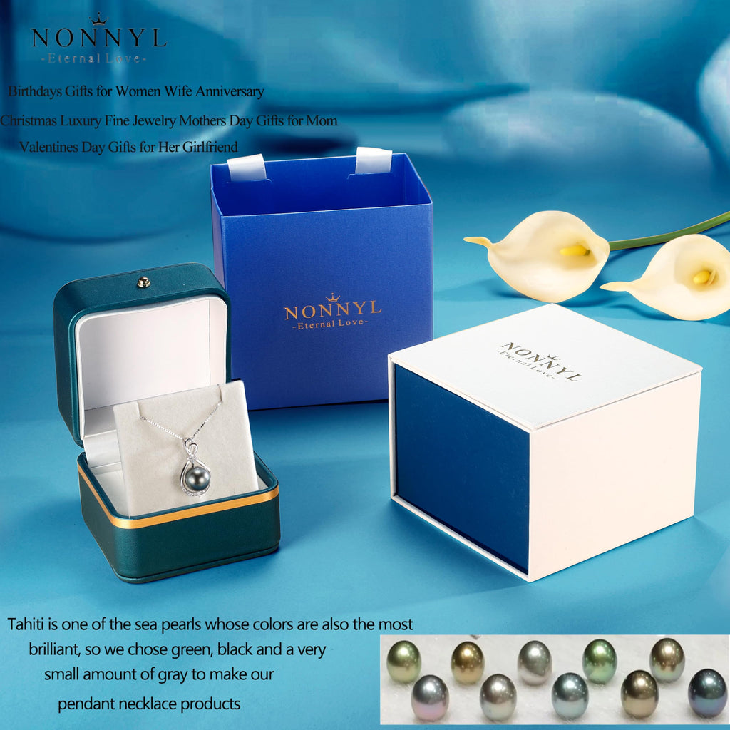NONNYL Mothers Day Gifts For Wife Women Wedding Anniversary - Real Tahitian-Pearl-Necklace, Birthday Valentines Gifts For Wife Her Mom Christmas - Companion Necklace For Women Luxury Fine Jewelry
