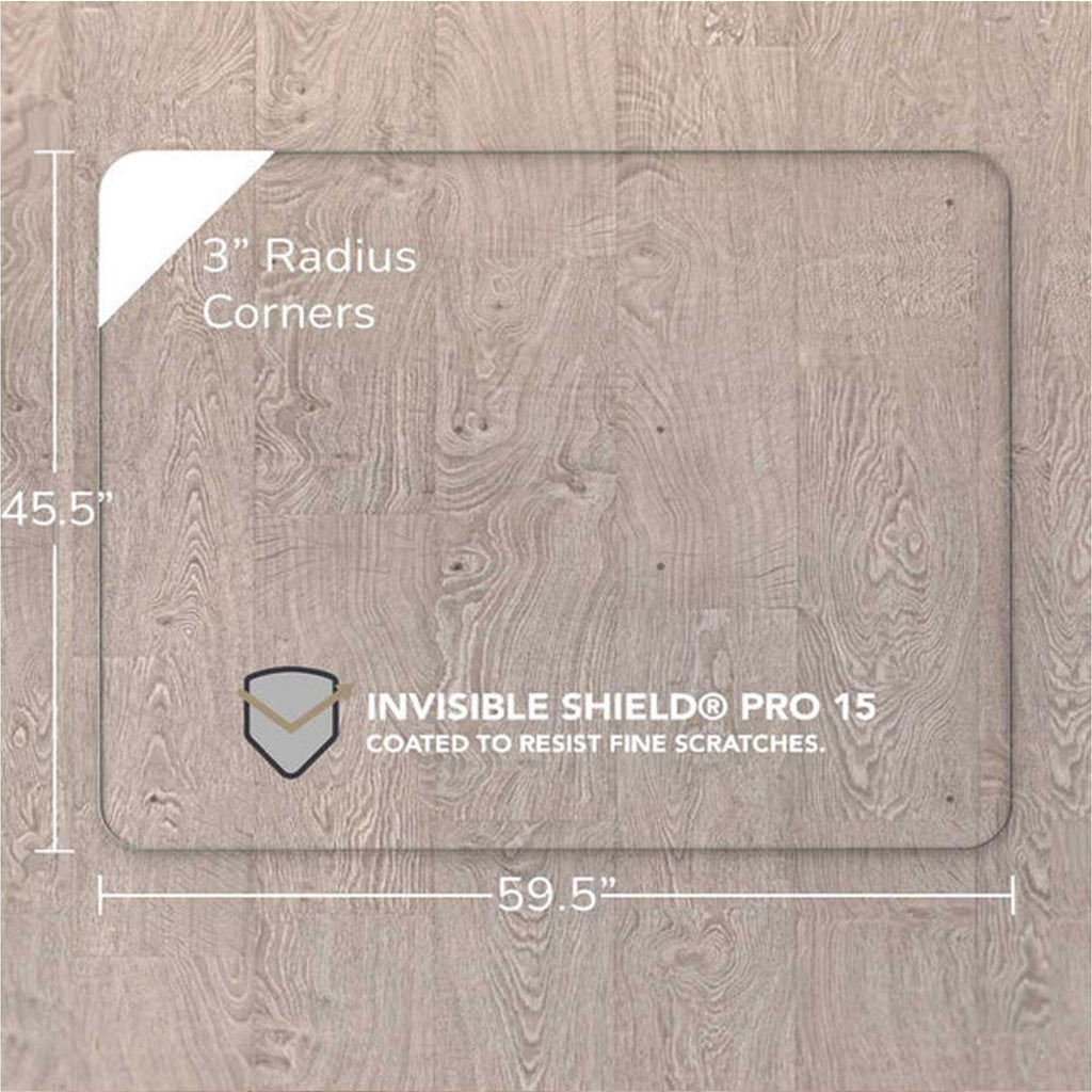 Vitrazza Glass Chair Mat 46” x 60” Superior ¼ Thick, Chiaro Standard Clear, Certified Tempered Safety Glass, Delivers a Smooth Glide, Protects Carpet or Wood, Beautiful in Home or Office.