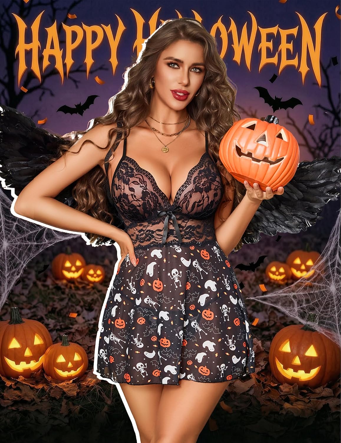 Avidlove Lingerie for Women Lace Babydoll Chemise Sheer Mesh Nightgown