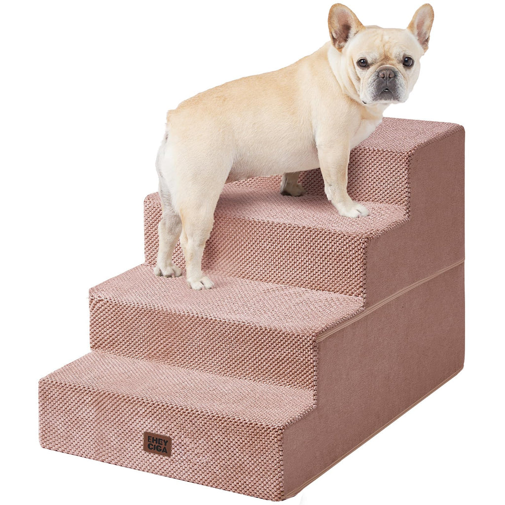 EHEYCIGA Dog Stairs for Bed 18" H, 4-Step Dog Steps for High Bed, Grey