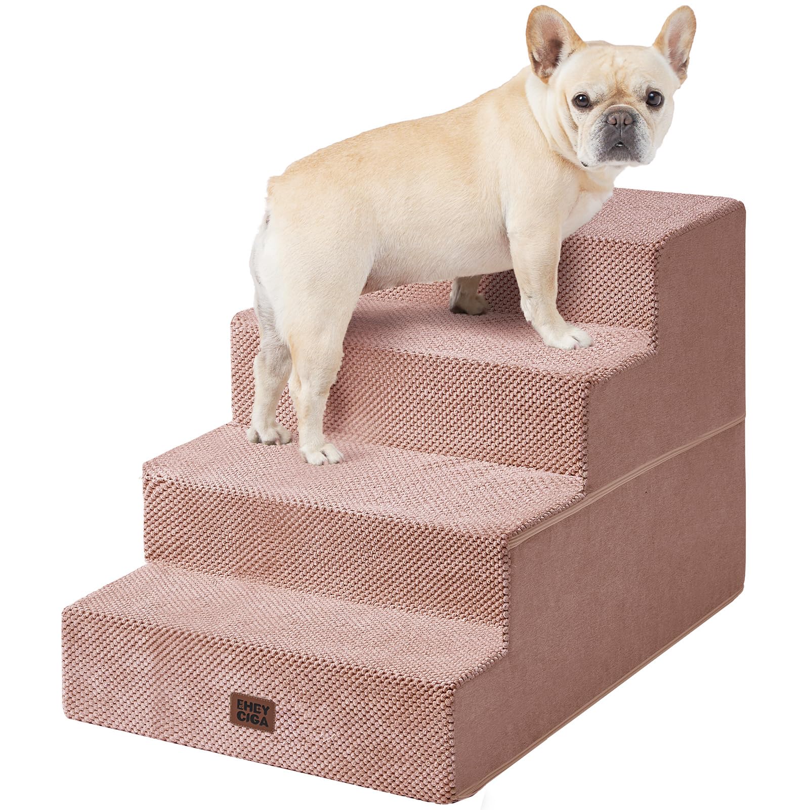 EHEYCIGA Dog Stairs for Bed 18" H, 4-Step Dog Steps for High Bed, Grey