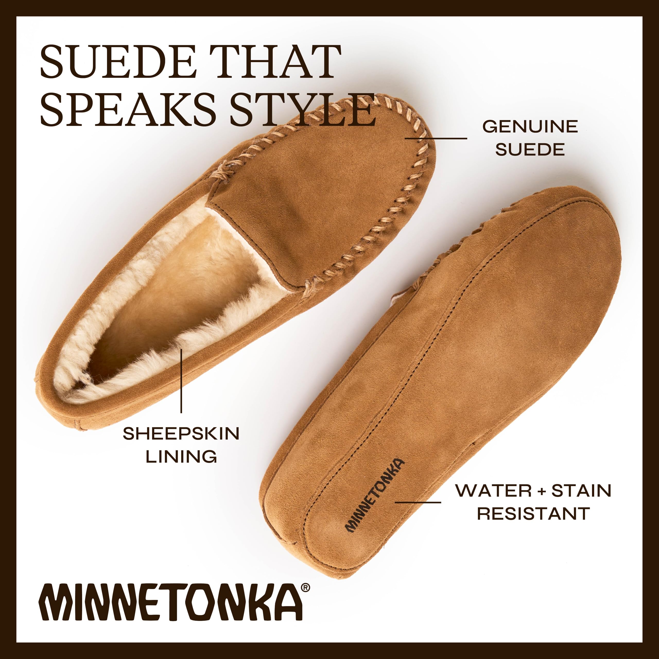 Minnetonka Men's Sheepskin Softsole Moccasin Slipper