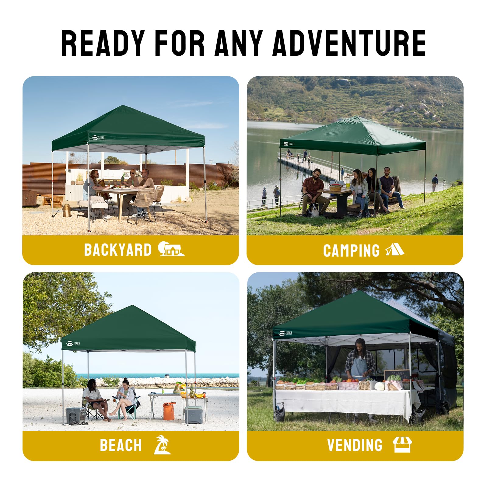 CROWN SHADES 8x8 Pop Up Canopy Tent with One Push Setup, Grid White