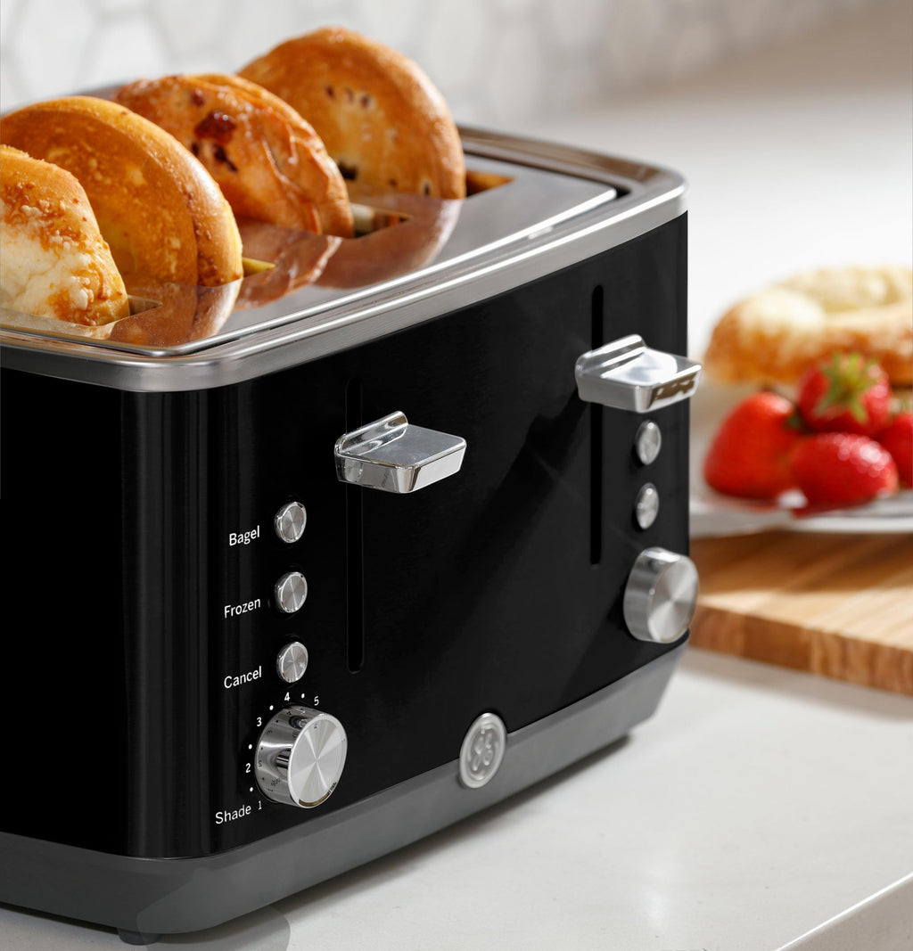 GE 4 Slice Toaster | Extra Wide Slots for Bagels, Breads, Waffles & More | 7 Shade Options | Countertop Kitchen Essentials | 1500 watt, White