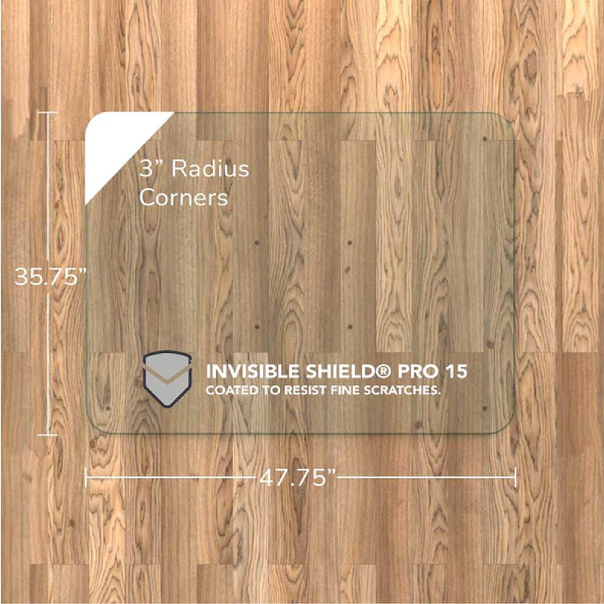 Vitrazza Glass Chair Mat 46” x 60” Superior ¼ Thick, Chiaro Standard Clear, Certified Tempered Safety Glass, Delivers a Smooth Glide, Protects Carpet or Wood, Beautiful in Home or Office.