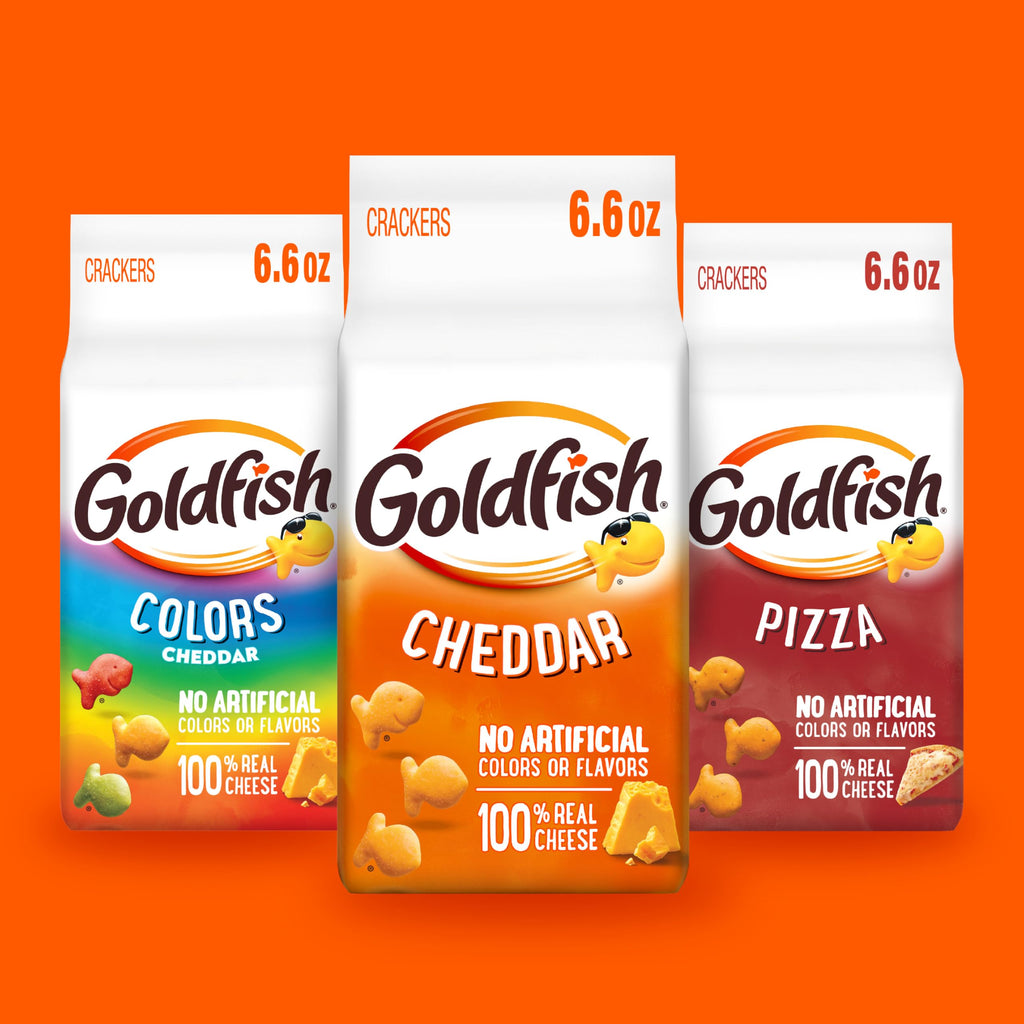 Goldfish Crackers Big Smiles Variety Pack with Cheddar, Colors, and Pretzels, Snack Packs, 30 Ct