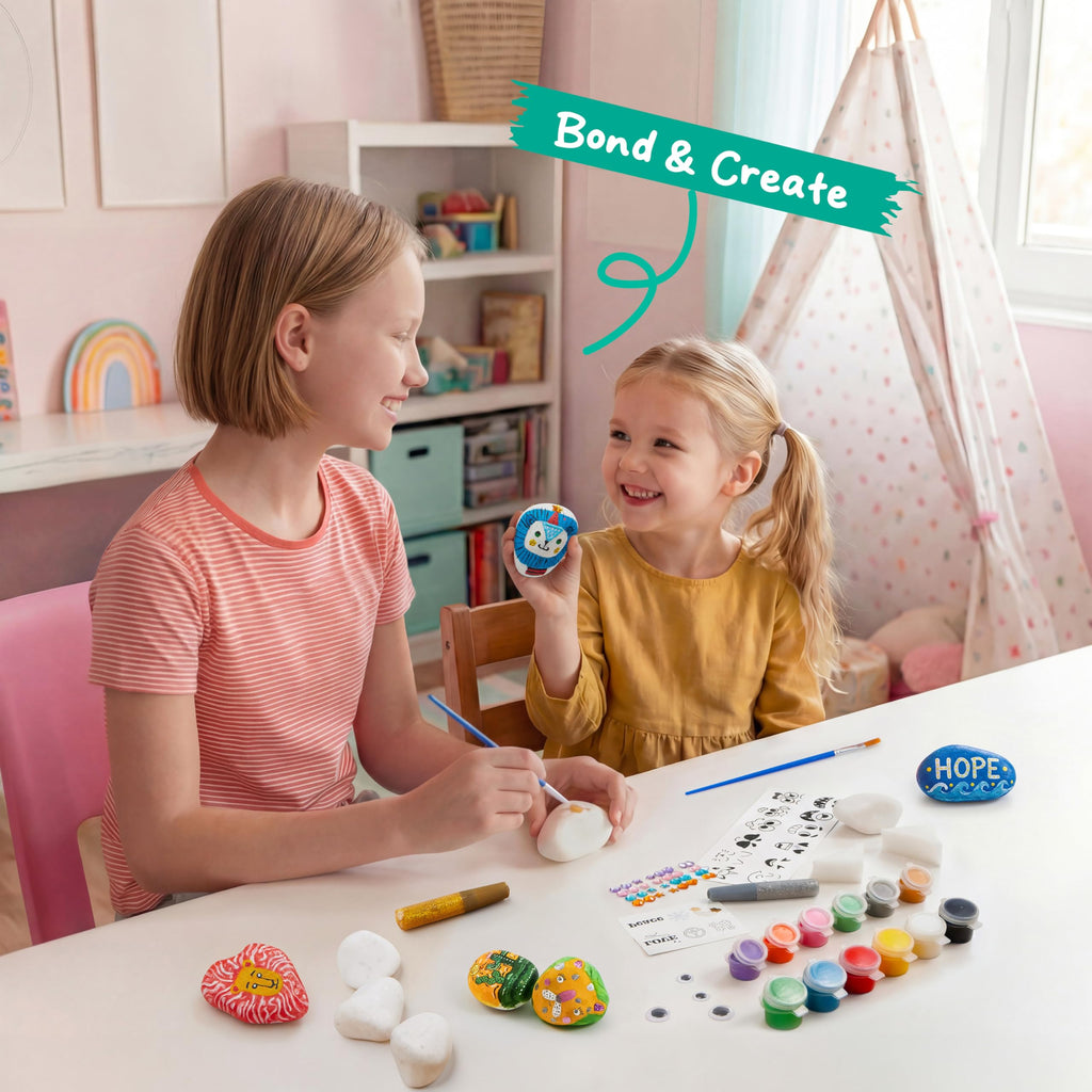 Rock Painting Kit- Glow in The Dark Rock Kit, Arts and Crafts for Kids Ages 6-12, Art Supplies Toy, Kids Craft Paint Kits, Arts & Crafts for Boys Girls Birthday Party Gift Toy