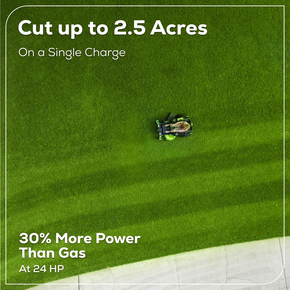 Greenworks 60V 30' Riding Lawn Mower (1.25 Acre, 16 HP Gas Equivalent, 6 MPH, Tow Up to 200 lbs.), (4) 8.0Ah Batteries (1,920 Wh Max) + Turbo Wall Charger