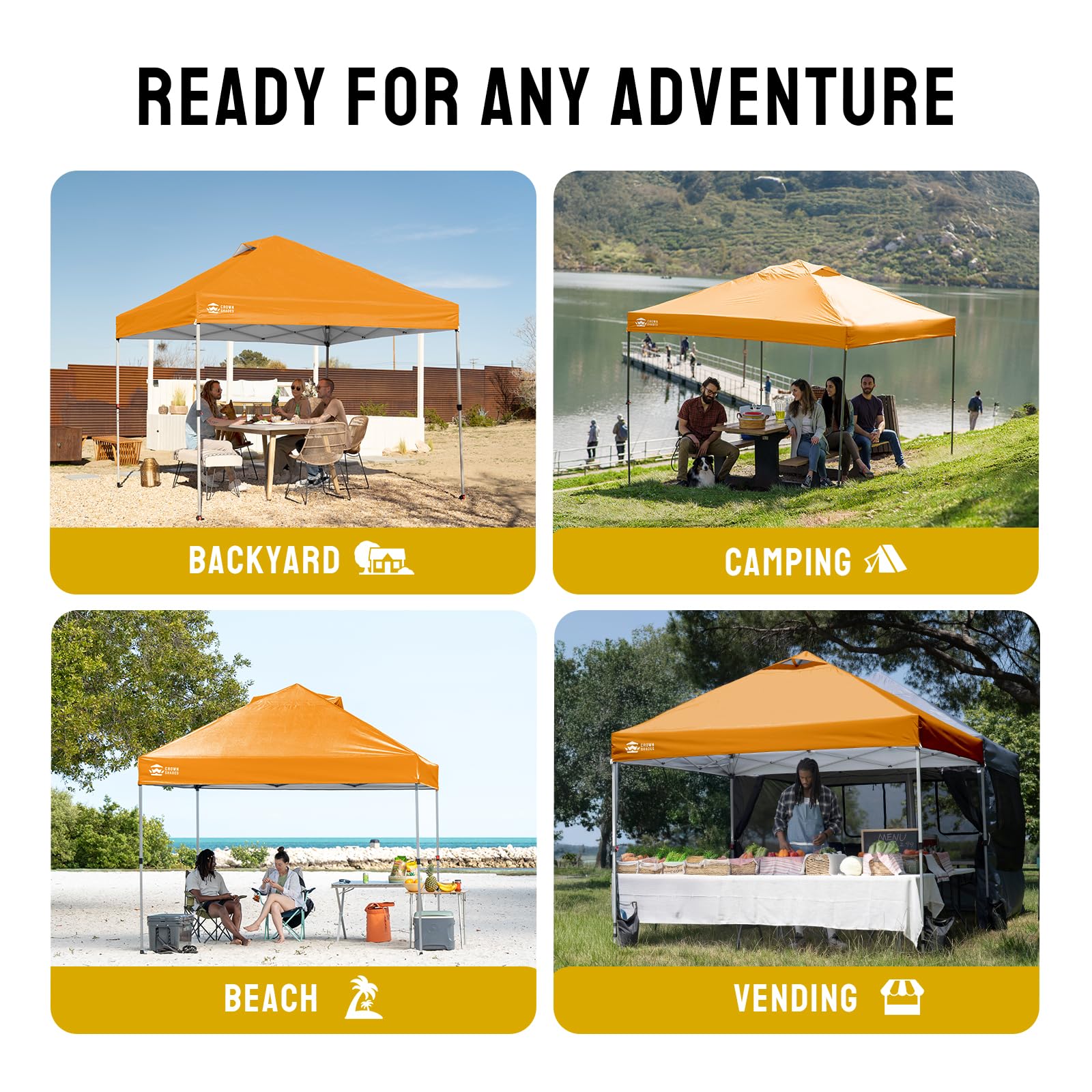 CROWN SHADES 8x8 Pop Up Canopy Tent with One Push Setup, Grid White