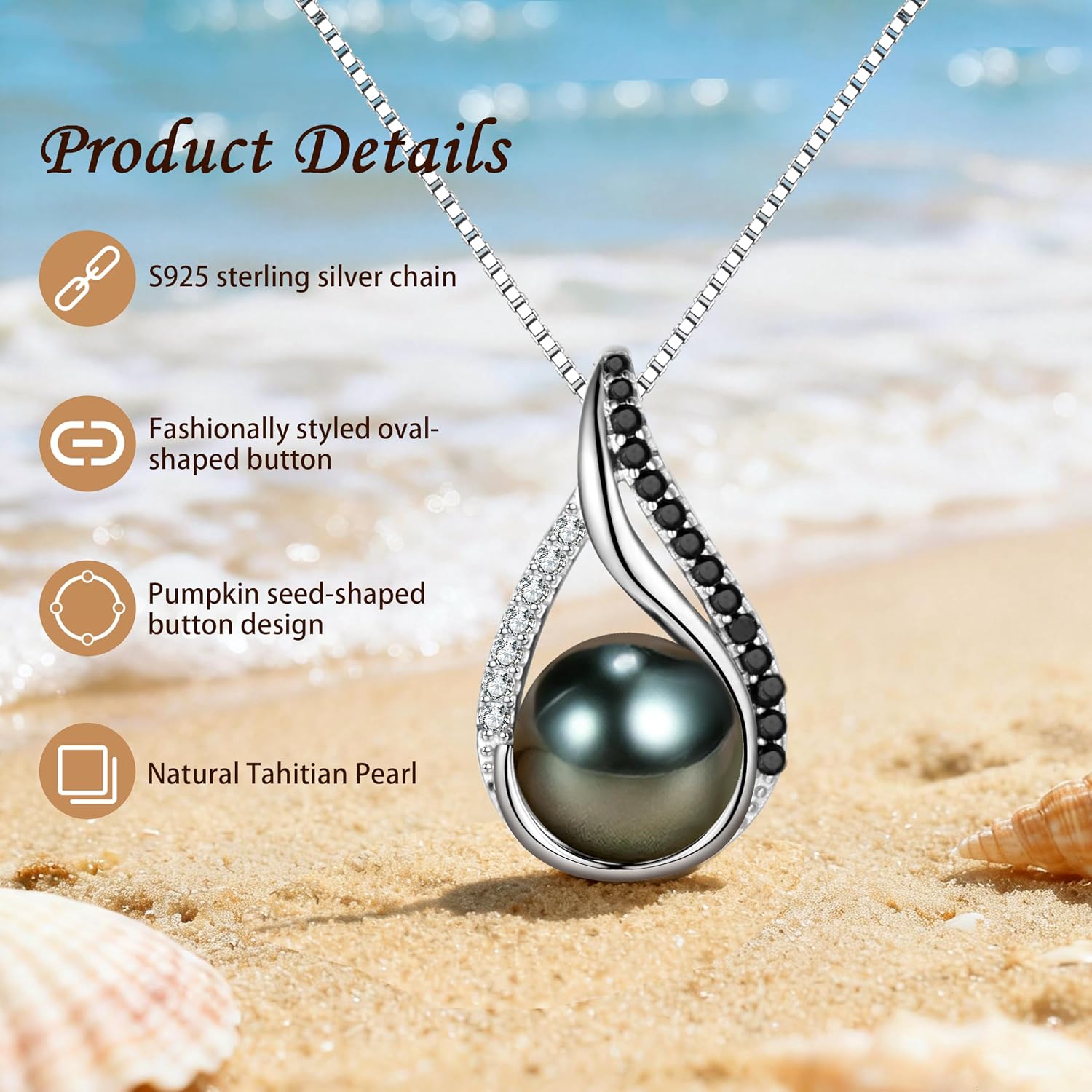 NONNYL Mothers Day Gifts For Wife Women Wedding Anniversary - Real Tahitian-Pearl-Necklace, Birthday Valentines Gifts For Wife Her Mom Christmas - Companion Necklace For Women Luxury Fine Jewelry