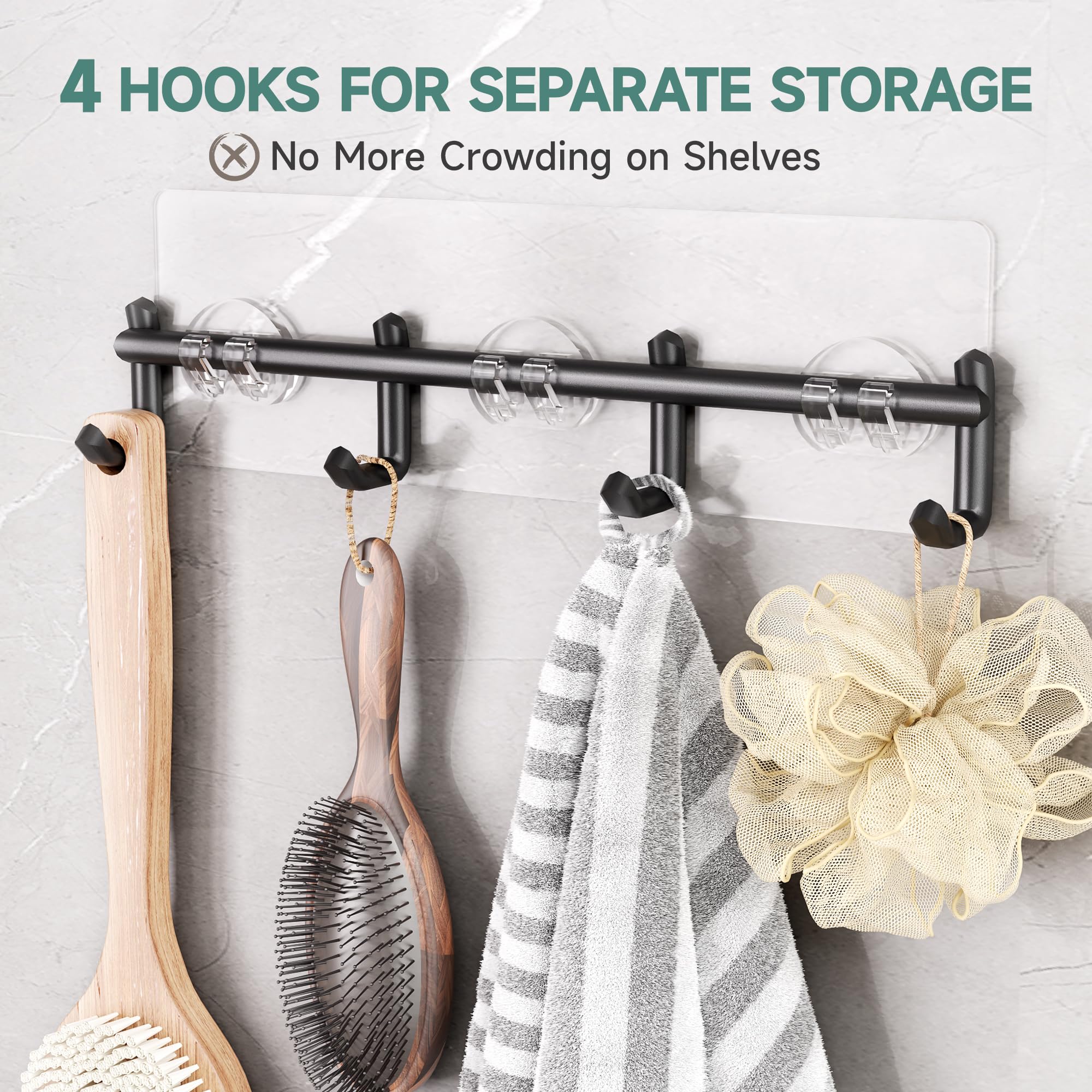 Veken Shower Caddy 6-Pack, Bathroom Organizers and Storage Shelves, Black