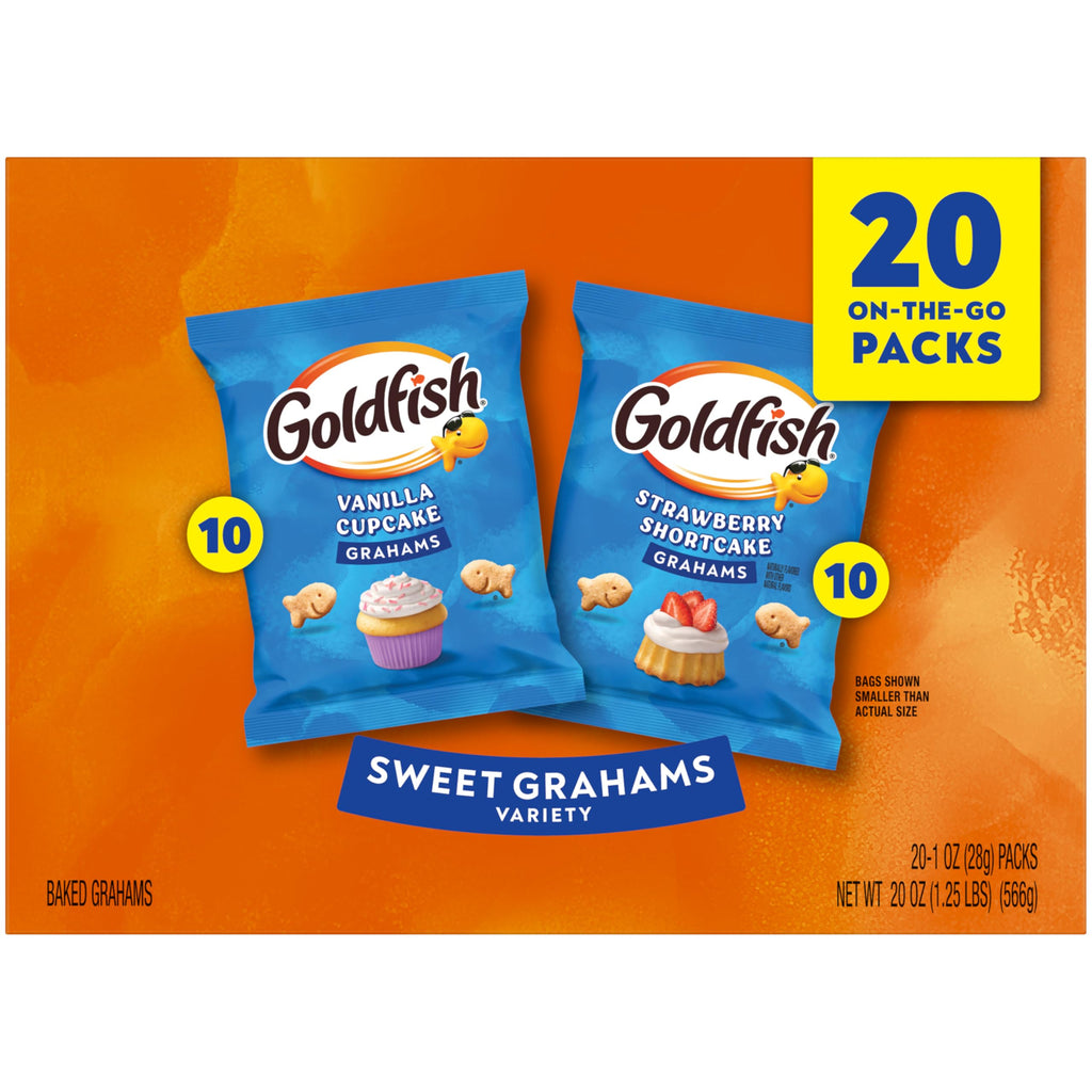 Goldfish Crackers Big Smiles Variety Pack with Cheddar, Colors, and Pretzels, Snack Packs, 30 Ct
