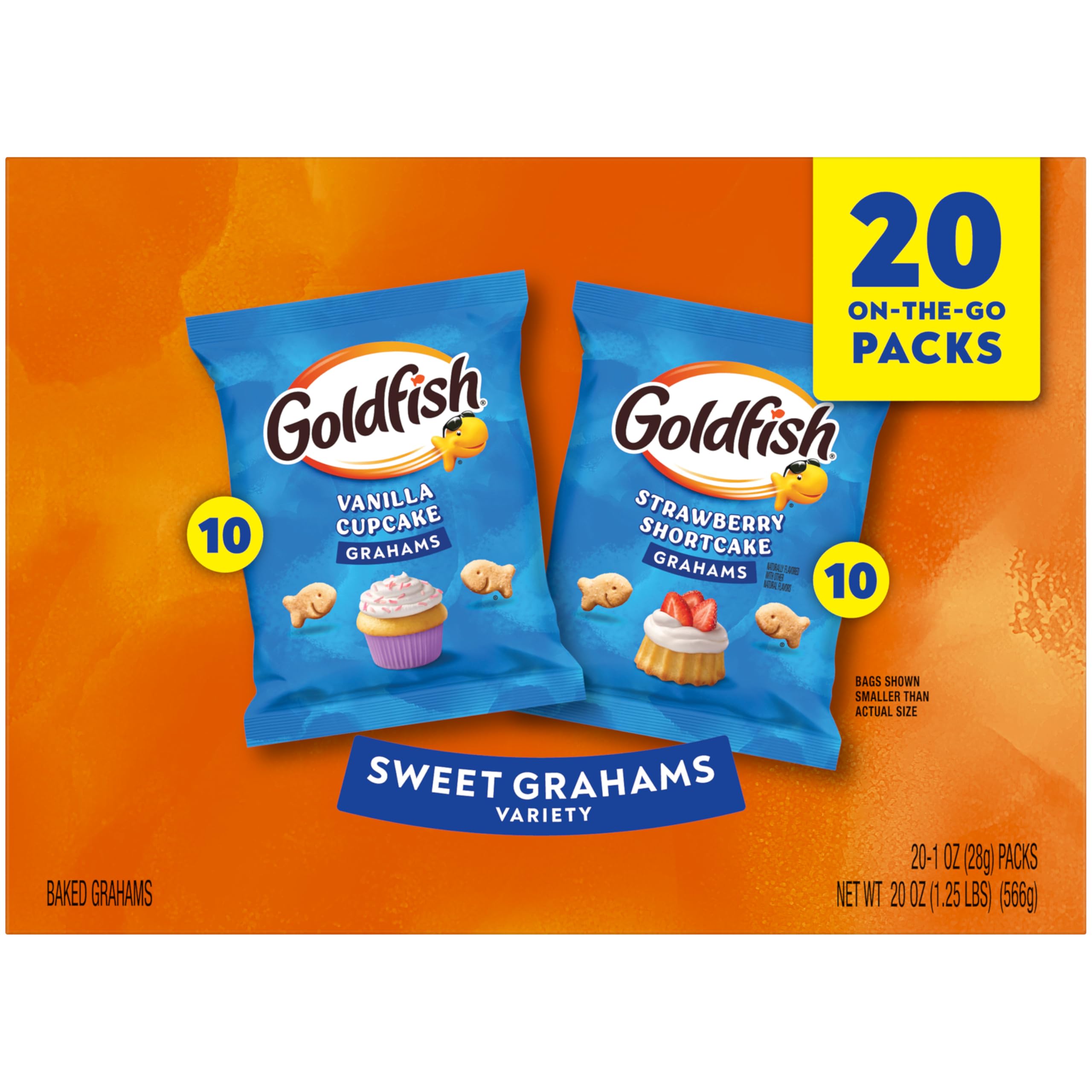 Goldfish Crackers Big Smiles Variety Pack with Cheddar, Colors, and Pretzels, Snack Packs, 30 Ct
