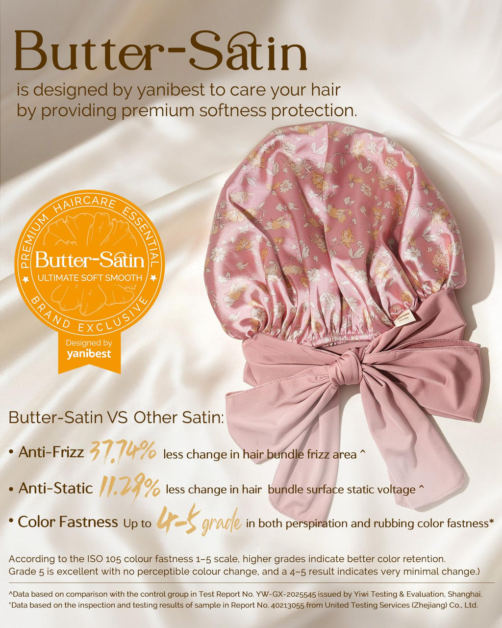 YANIBEST Adjustable Silk Bonnet for Sleeping Women Double Layer Satin Bonnet Reduce Friction Prevent Frizz Curly Hair