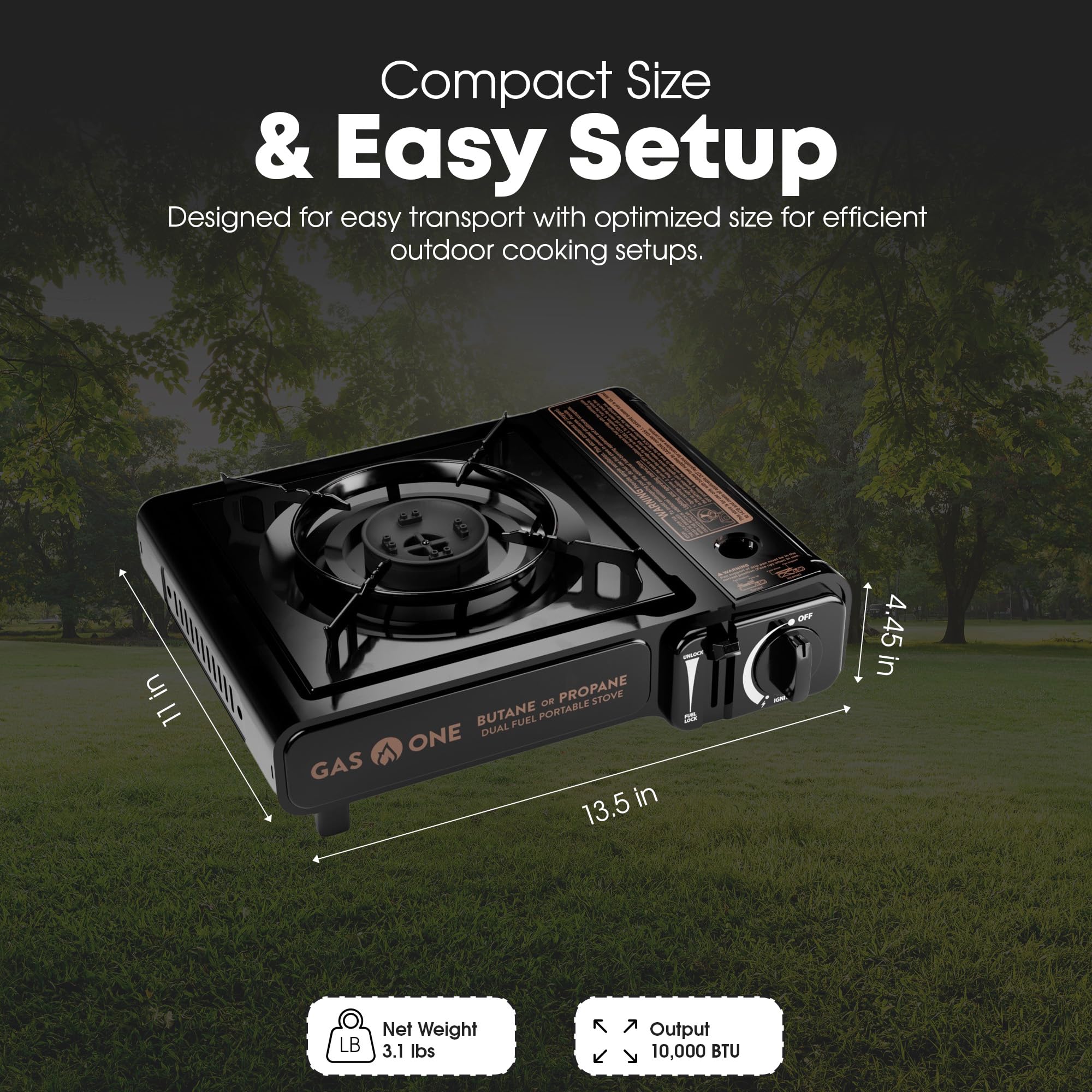 Gas One GS-3400P Propane or Butane Stove Dual Fuel Stove Portable Camping Stove - Patented - with Carrying Case Great for Emergency Preparedness Kit