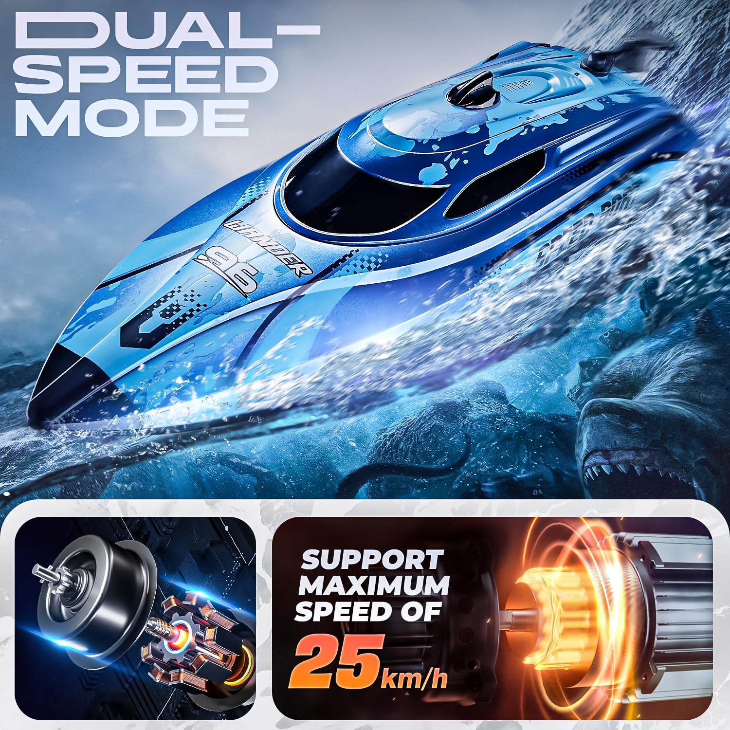 BEZGAR RC Boat TX126-12 Inch Remote Control Boat for Lakes and Pools