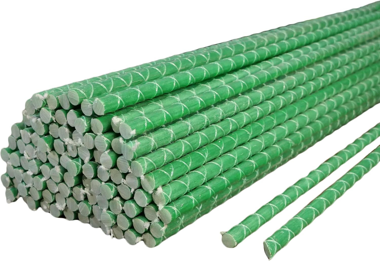 5 Ft Fiberglass Eco Friendly Garden Stakes 20 Pack (Height/Quantity Options) – Durable, Lightweight, Tomato, Tree, Strawberry, Plant, Support Fencing Stakes with Patterned Surface, Green (20, 5 Ft)