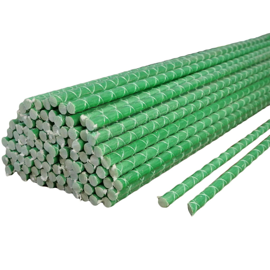 5 Ft Fiberglass Eco Friendly Garden Stakes 20 Pack (Height/Quantity Options) – Durable, Lightweight, Tomato, Tree, Strawberry, Plant, Support Fencing Stakes with Patterned Surface, Green (20, 5 Ft)