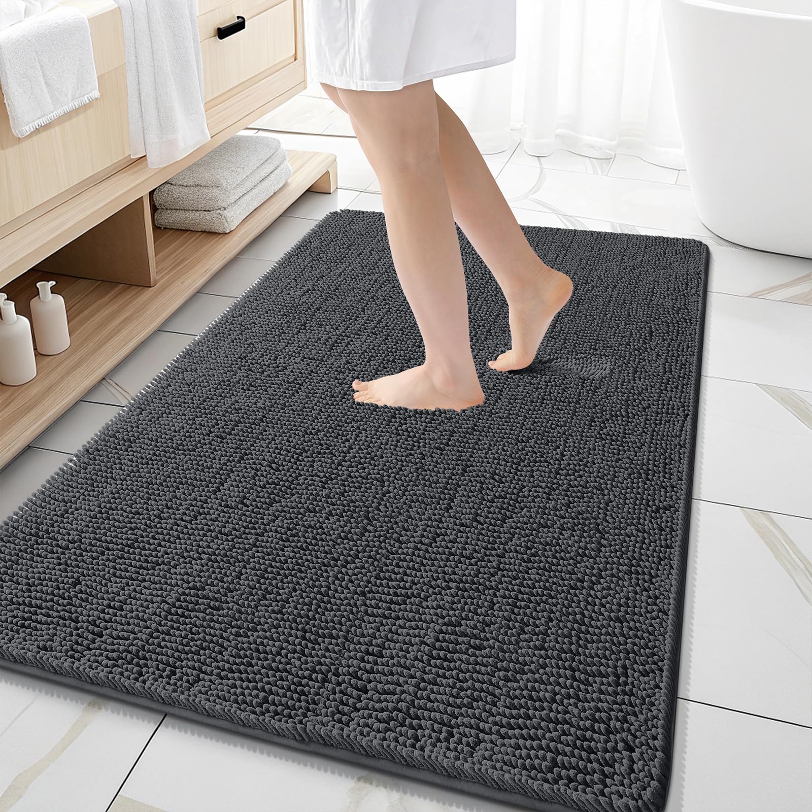 OLANLY Bathroom Rugs 30x20, Extra Soft Absorbent Chenille Bath Rugs