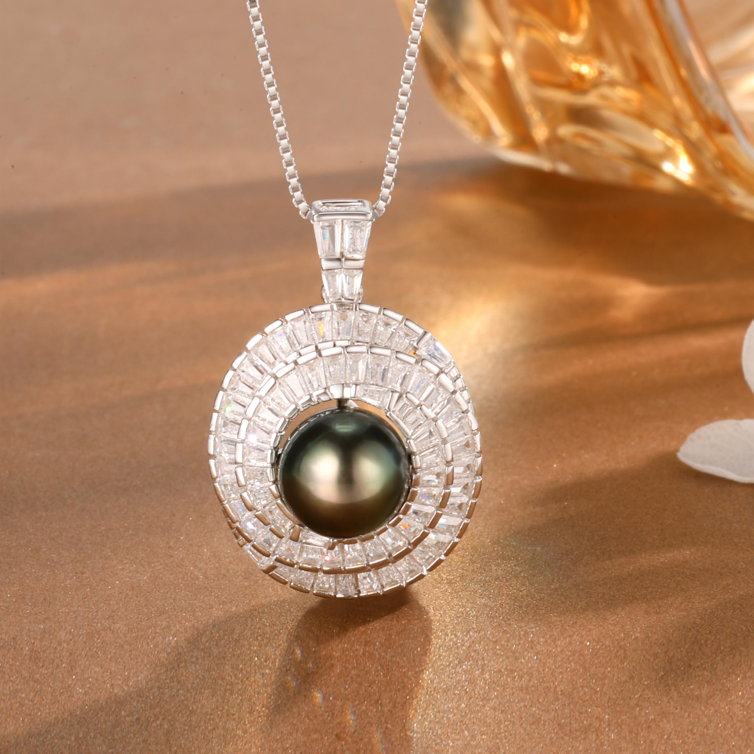 NONNYL Mothers Day Gifts For Wife Women Wedding Anniversary - Real Tahitian-Pearl-Necklace, Birthday Valentines Gifts For Wife Her Mom Christmas - Companion Necklace For Women Luxury Fine Jewelry