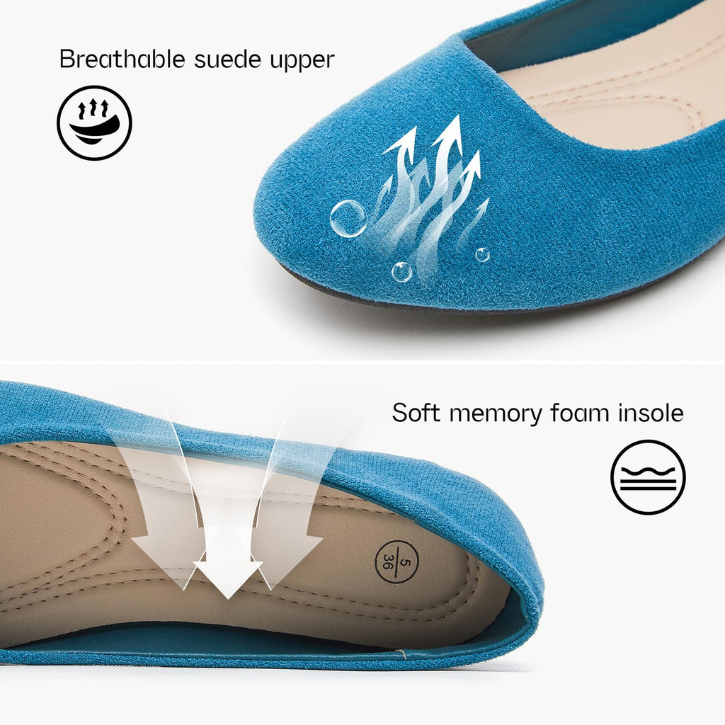 Shupua Flats for Women Round Toe Black Ballet Flats Dressy Work Shoes